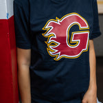 Guildford Flames Navy T shirt with the main G Logo screen Printed on the Front 