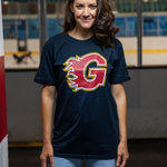 Guildford Flames Navy T shirt with main G Logo screen printed 