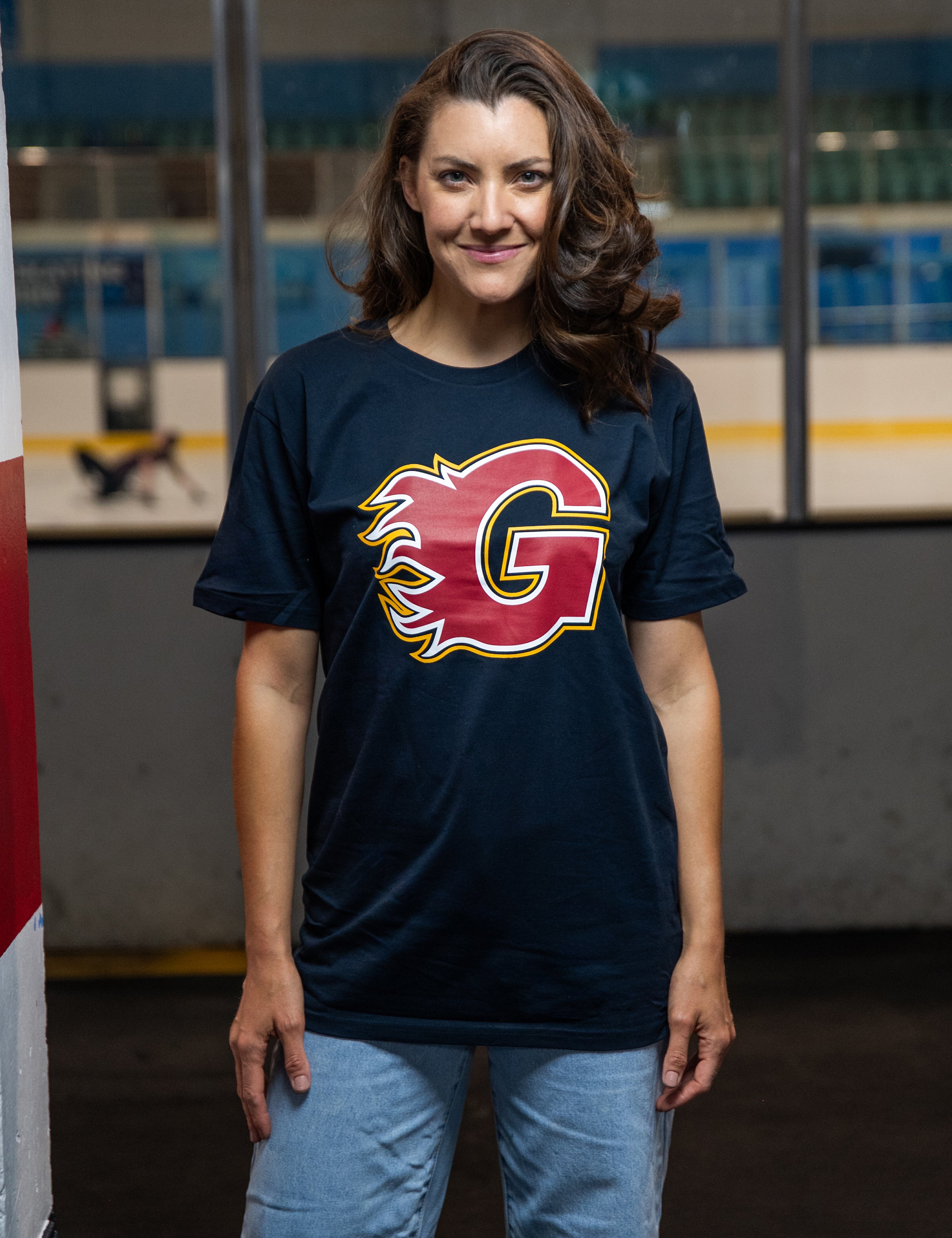Guildford Flames Navy T shirt with main G Logo screen printed 