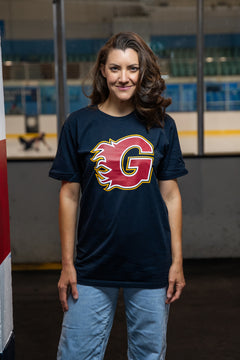 Guildford Flames Navy T shirt with main G Logo screen printed 