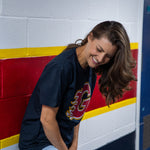 Flames Navy Main Logo T shirt 