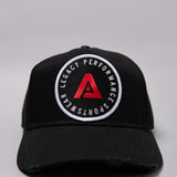 Black Legacy baseball cap with white and red logo.