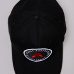 Black Legacy baseball cap with white and red logo. 