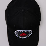 Black Legacy baseball cap with white and red logo. 