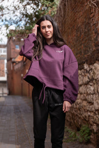 Better Never Stops Cropped Oversized Hoodie Burgundy
