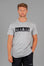 Men's grey t-shirt with black boxed Legacy logo across chest. 