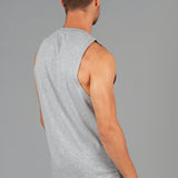 Back view of men's grey tank.