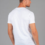 Back view of men's white t-shirt.